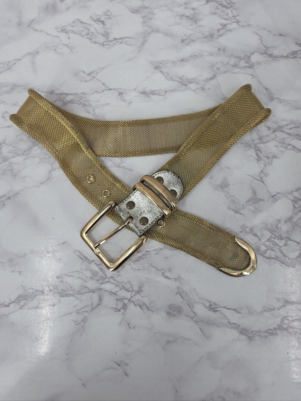 Donna Katz Vintage Gold Tone Metal Mesh Chainmail Belt 80s Glam